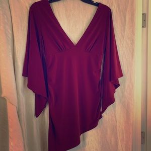 Maroon Deep V-neck
